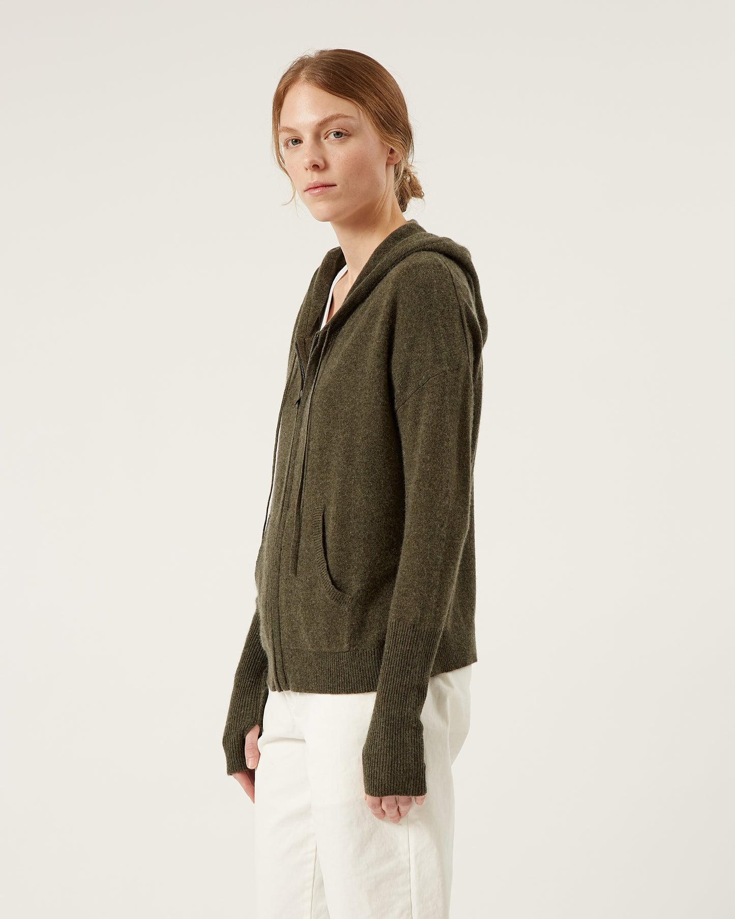 LINA wool and cashmere hooded cardigan