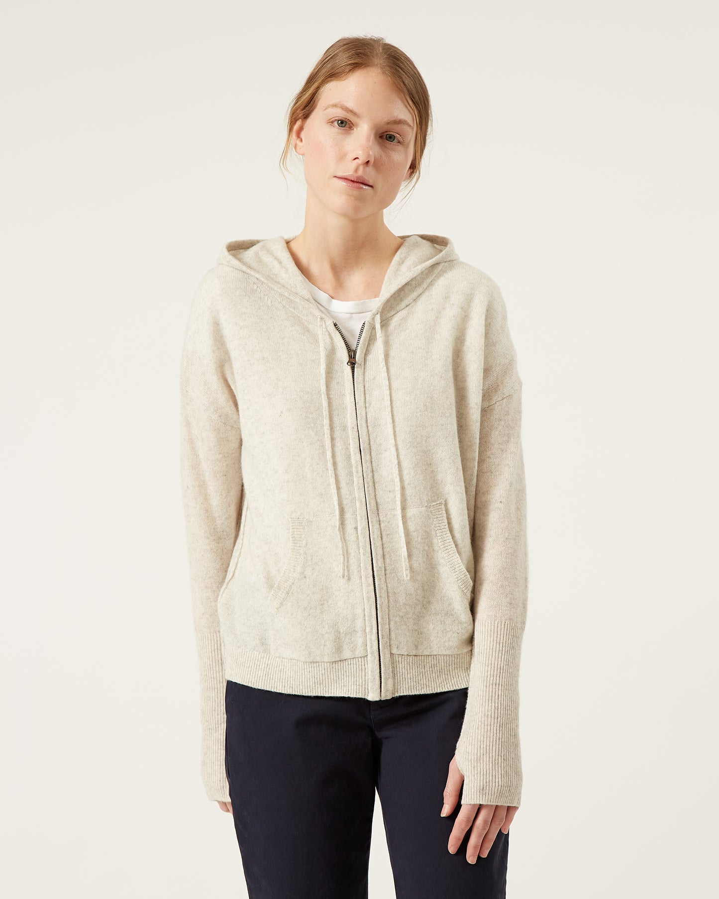 LINA wool and cashmere hooded cardigan