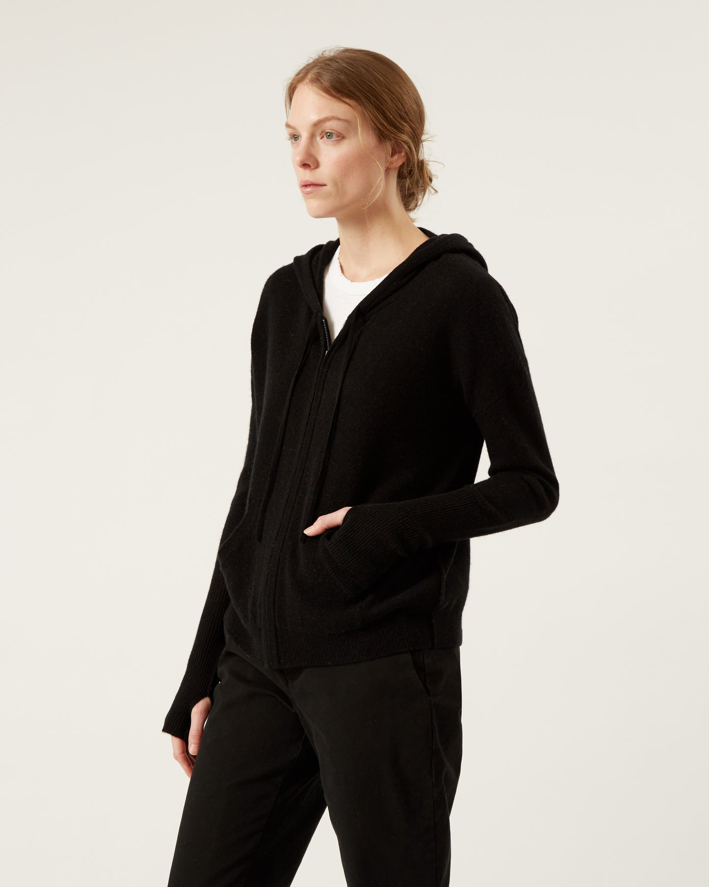 LINA wool and cashmere hooded cardigan