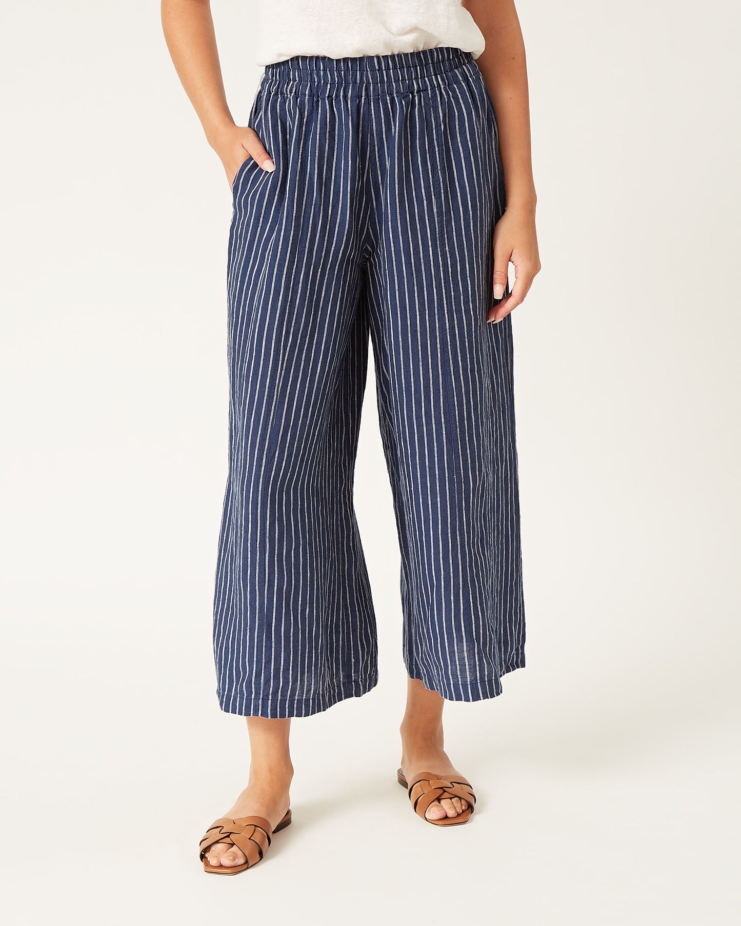 DOMI pants in striped linen