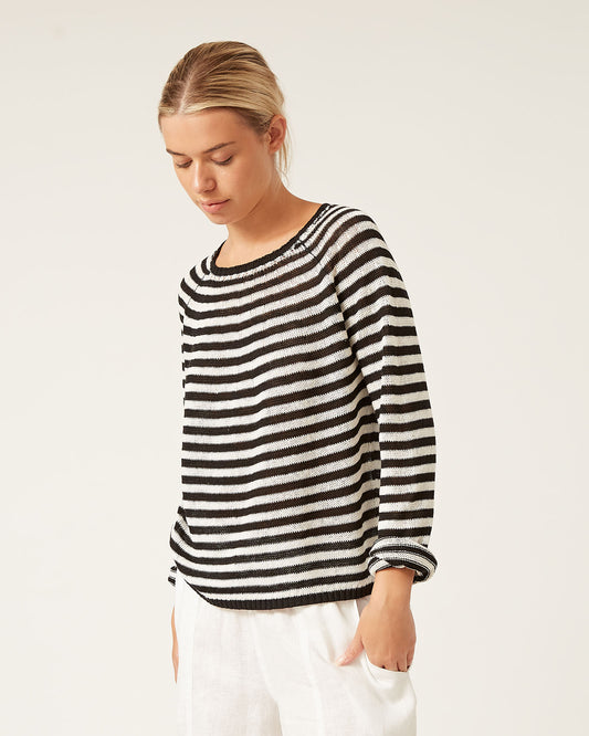 LILOU striped linen sweater 
